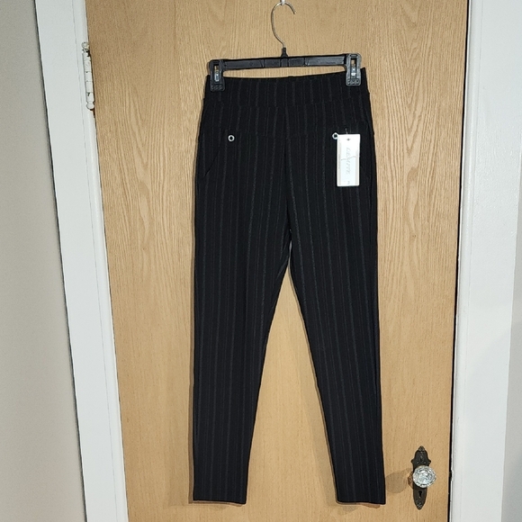 Womens Black Striped Pants - Picture 1 of 4